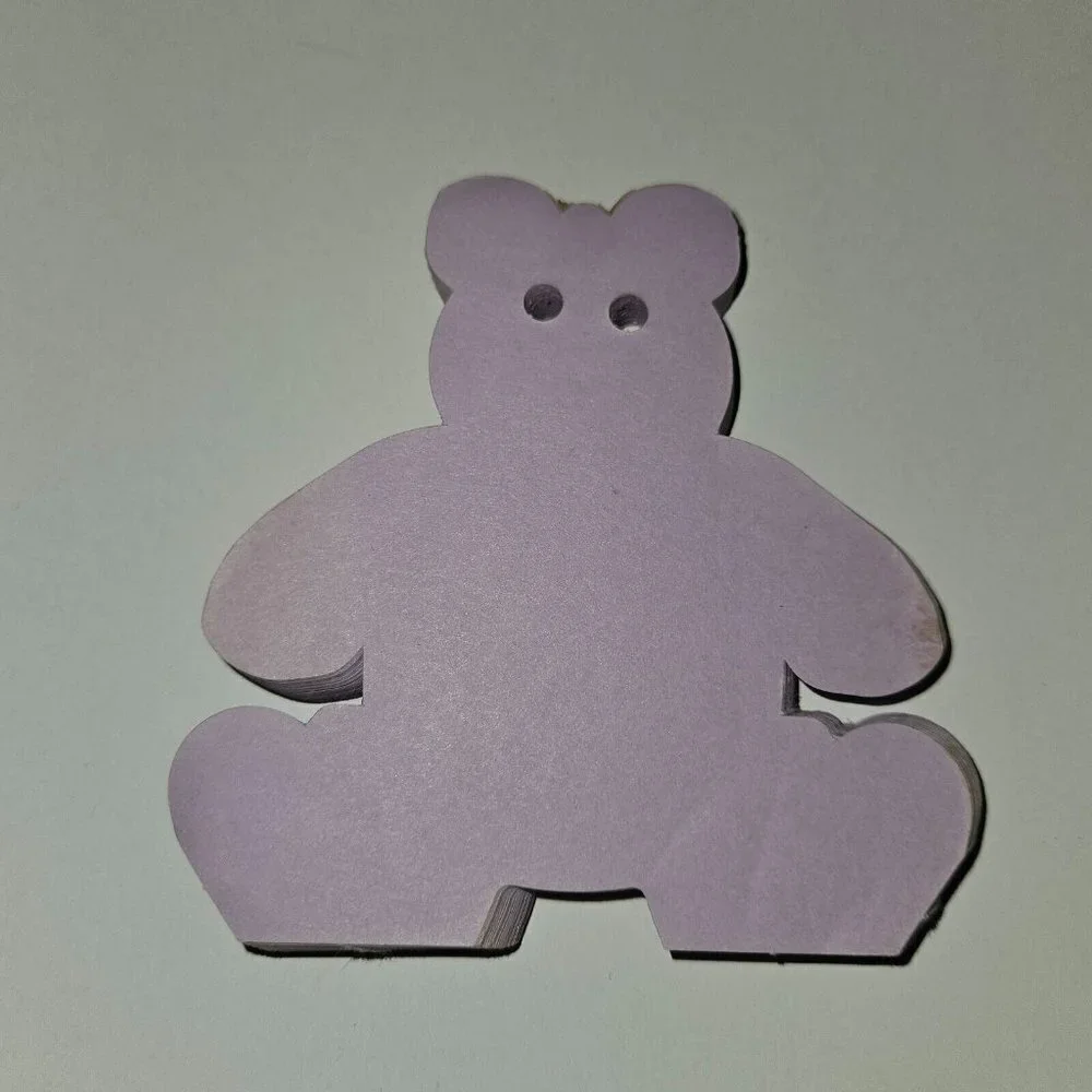 VTG Purple Teddy Bear Shaped Notepad 3.5x4 SMALL 75+ Sheets READ